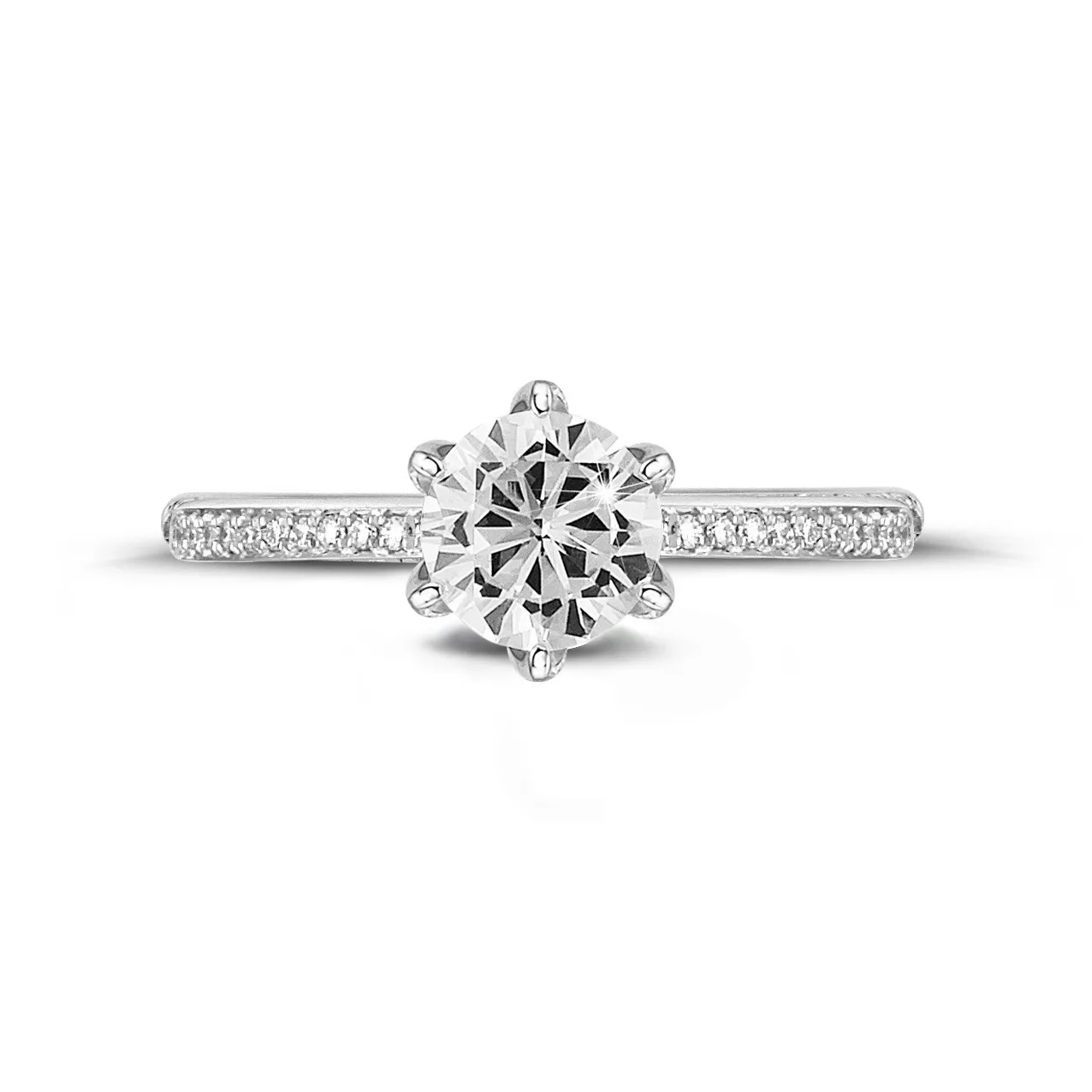 3.00 quilates anillo solitario en oro blanco con diamantes en los lados 
