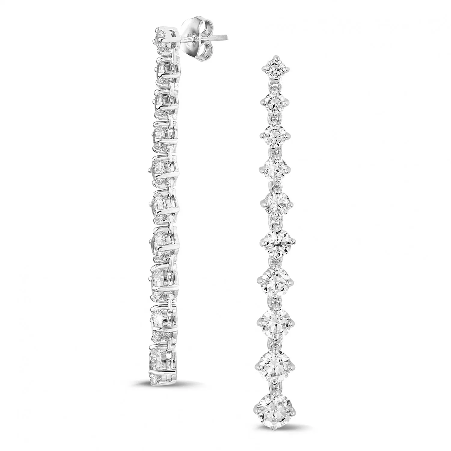 5.85 quilates pendientes degradé de diamantes en oro blanco 