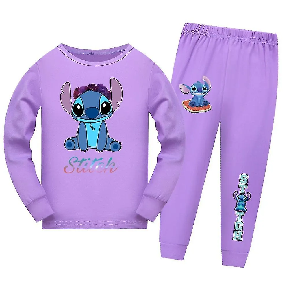 714 AñOS LILO STITCH NIñOS CONJUNTO DE PIJAMAS CAMISETA DE MANGA LARGA PANTALONES ATUENDO ROPA DE CASA ROPA DE DORMIR REGALOS