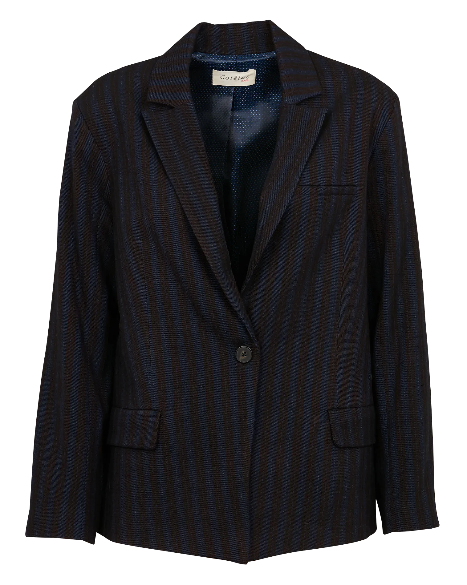 ACOTE KEJA  CHAQUETA A RAYAS CON CUELLO SASTRE EN NEGRO