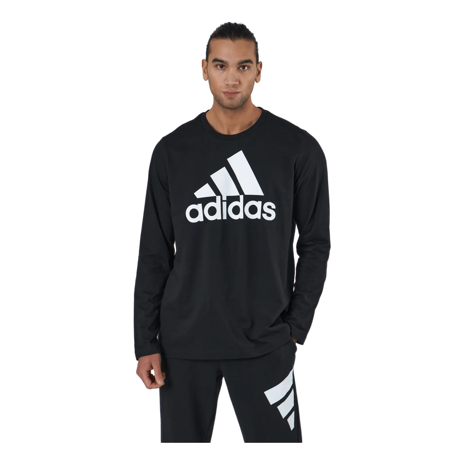 ADIDAS ESSENTIALS LONG SLEEVE TSHIRT BLACK / WHITE / WHITE