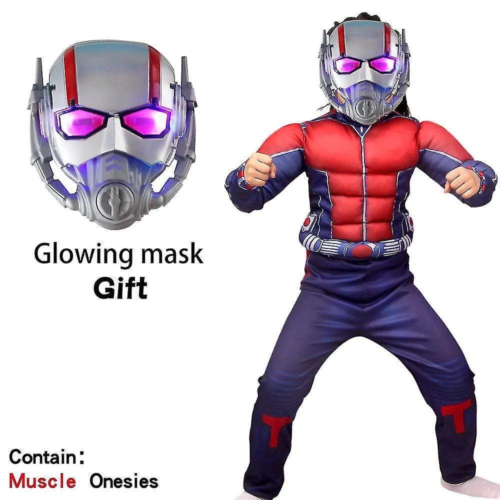 Antman músculo con máscara brillante cosplay disfraces fiesta ropa chico bodysuit conjunto de niños monos escenario rendimiento 