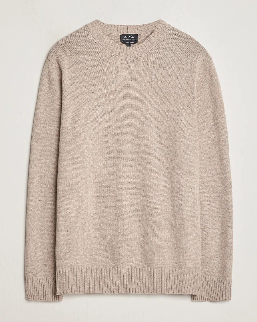A.P.C. Pull Lucien Wool Knitted Sweater Beige