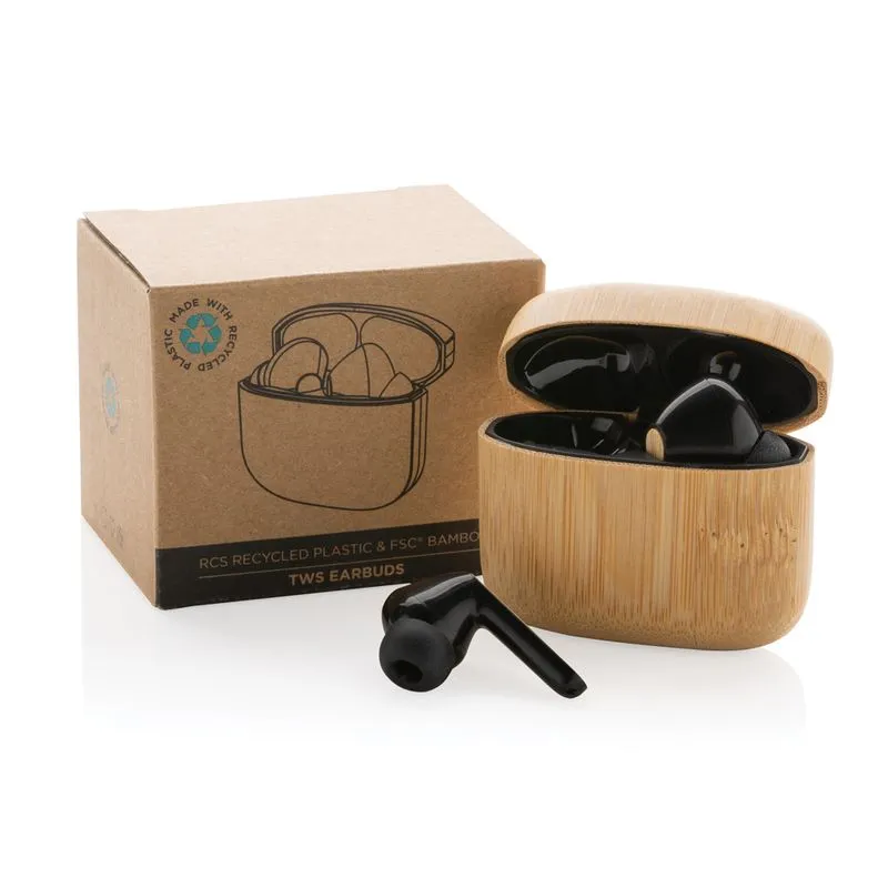Auriculares de bambú y plástico reciclado Twes