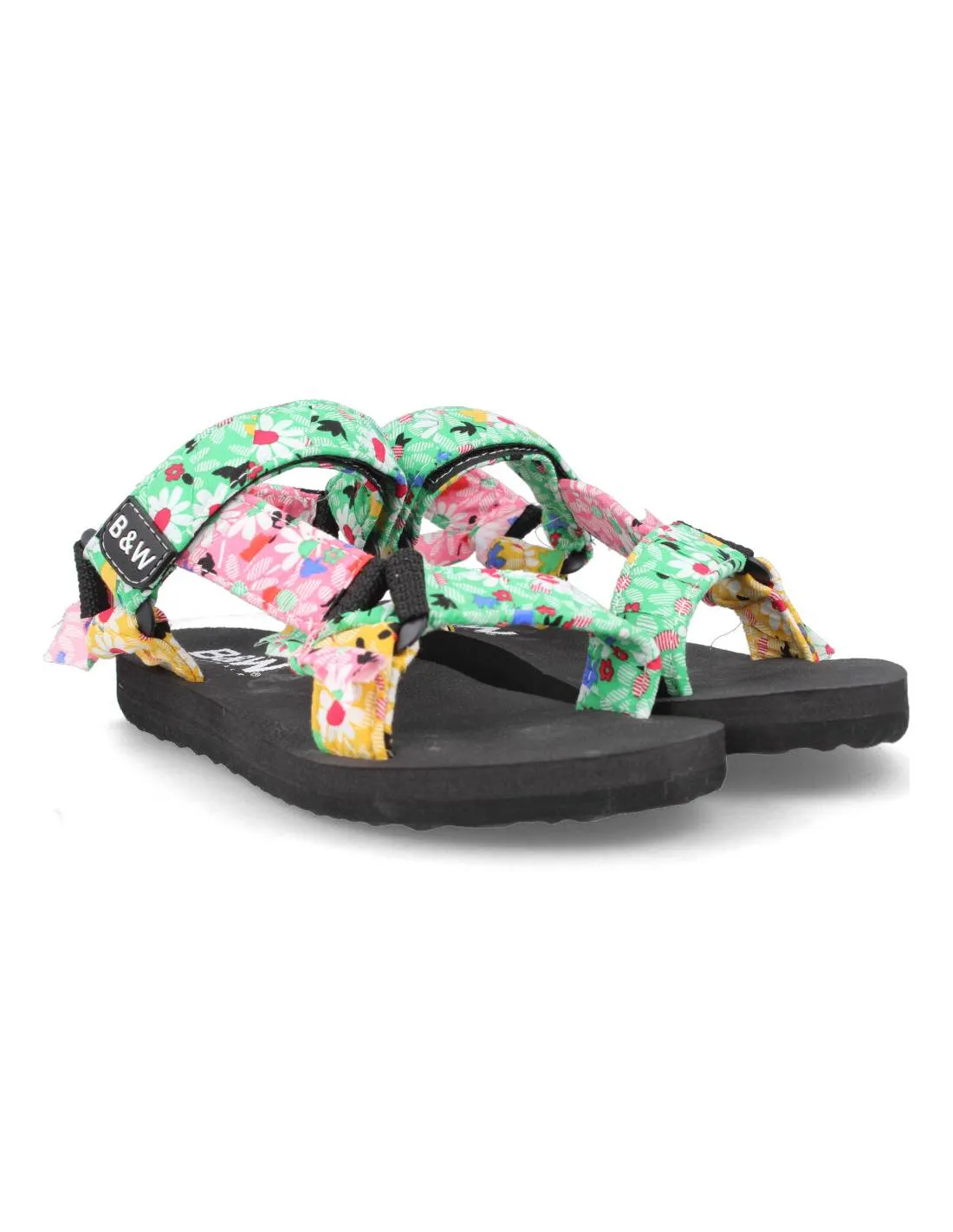 B&W  SANDALIA PLATAFORMA FLORES MULTICOLOR