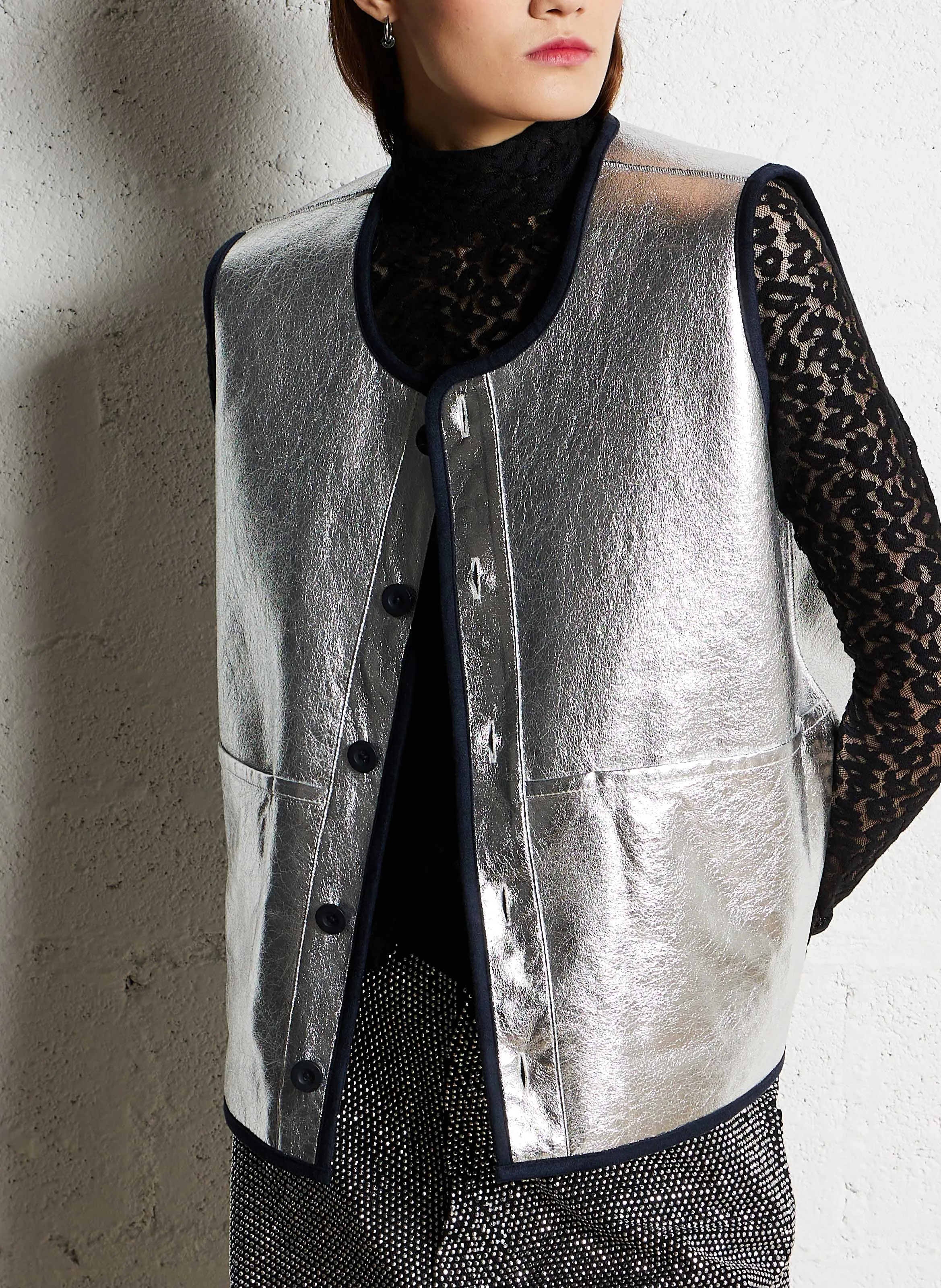 BARNEY  CHAQUETA REVERSIBLE CUELLO REDONDO EN AZUL
