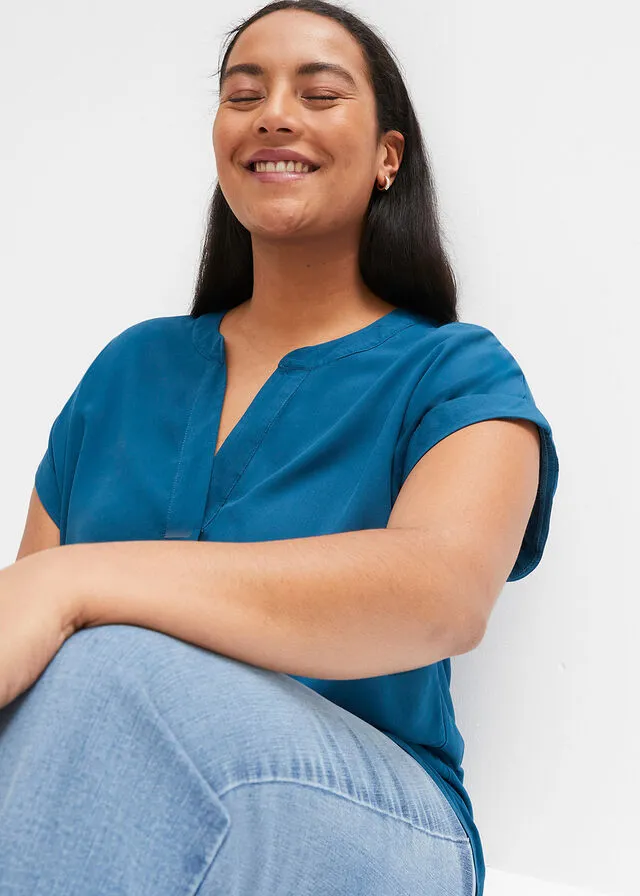 Blusa de viscosa sostenible Petróleo azul