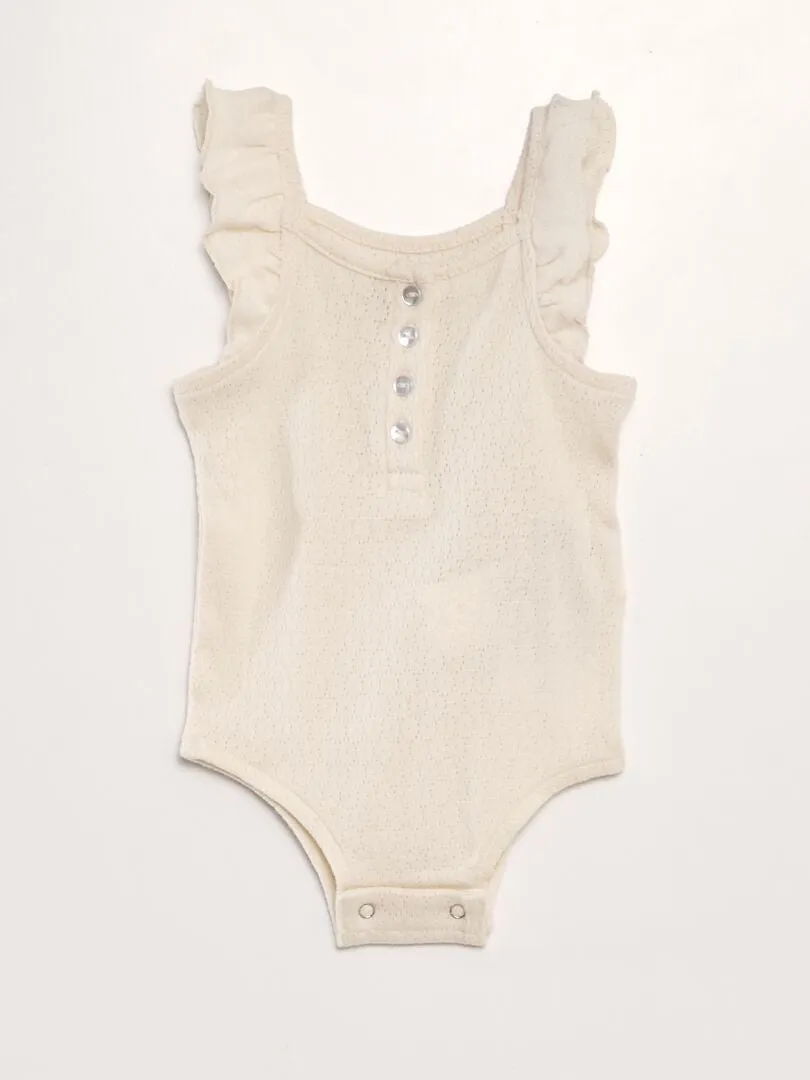 BODY CON TIRANTES DE PUNTO POINTELLE  BEIGE