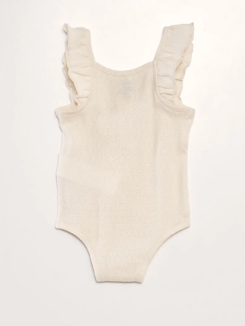 BODY CON TIRANTES DE PUNTO POINTELLE  BEIGE