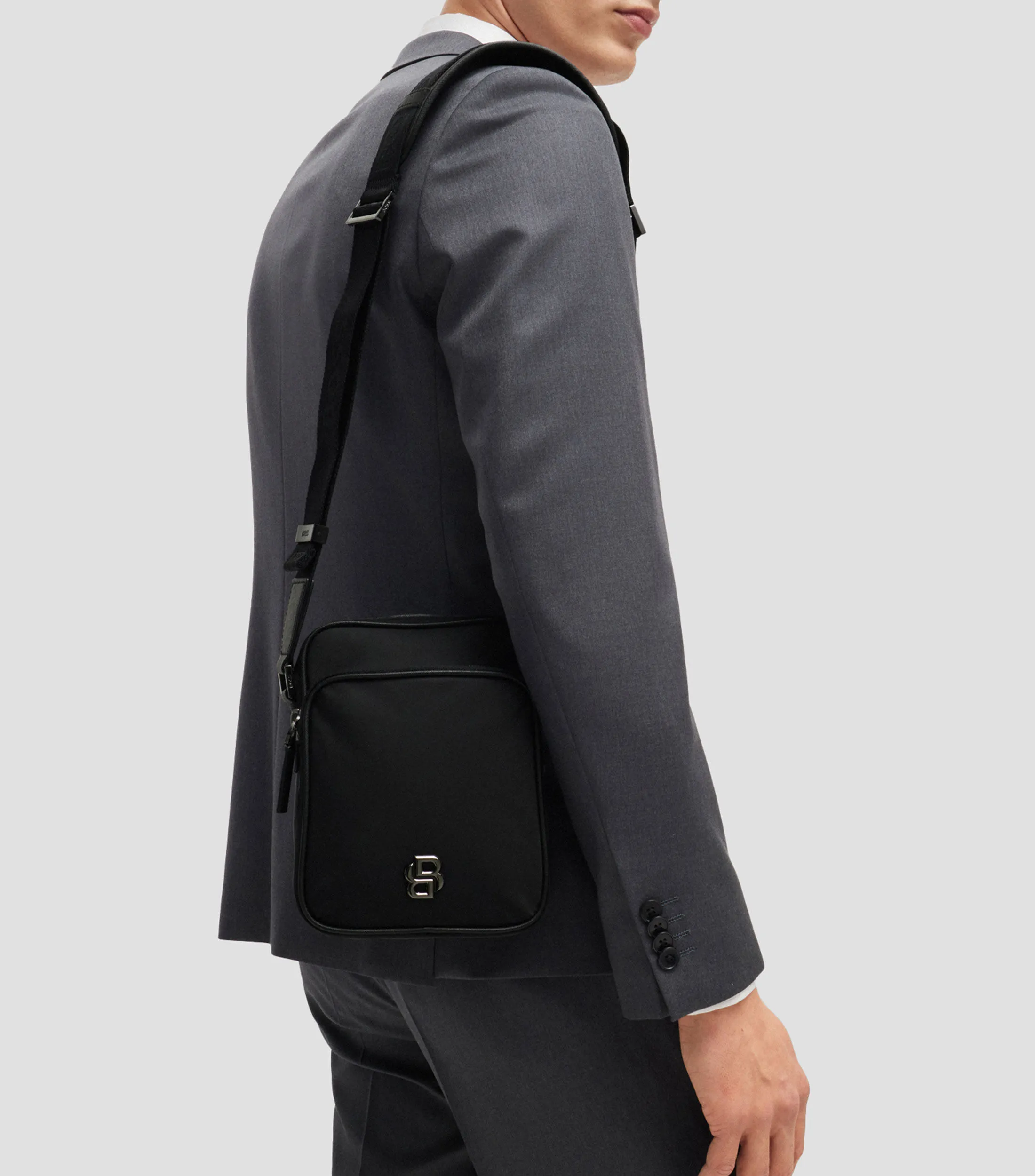 Boss Bolso messenger de sarga con monograma Double B Hombre
