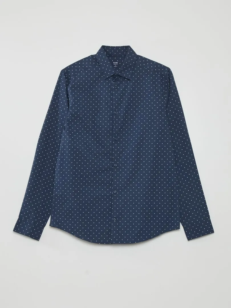 CAMISA REGULAR CON ESTAMPADO DE LUNARES  AZUL