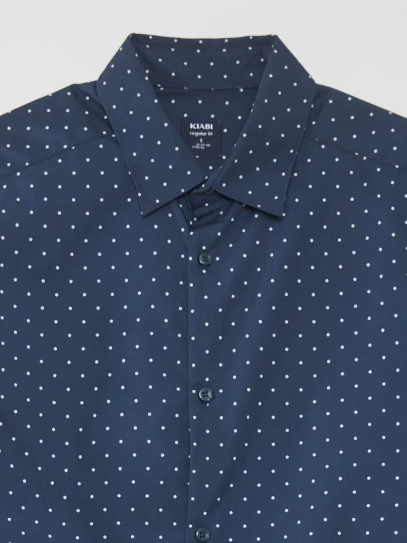 CAMISA REGULAR CON ESTAMPADO DE LUNARES  AZUL
