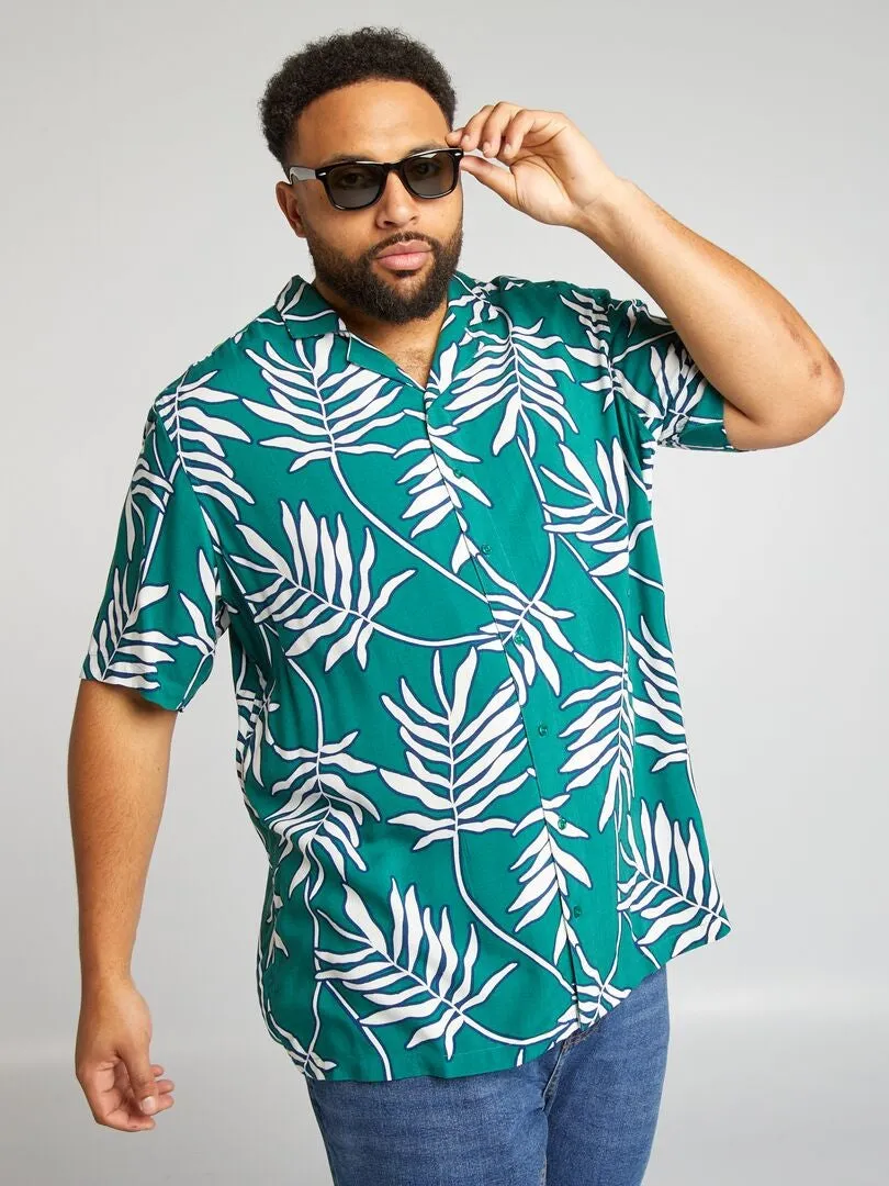 CAMISA VAPOROSA CON CUELLO PIJAMA  VERDE