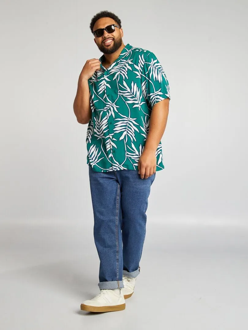 CAMISA VAPOROSA CON CUELLO PIJAMA  VERDE