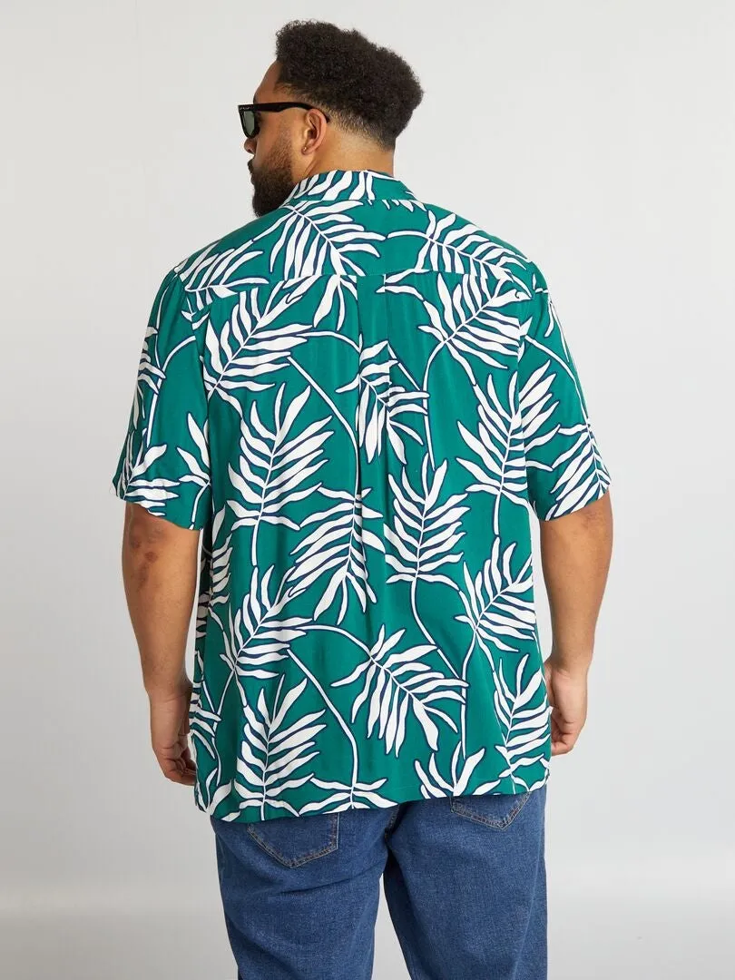 CAMISA VAPOROSA CON CUELLO PIJAMA  VERDE