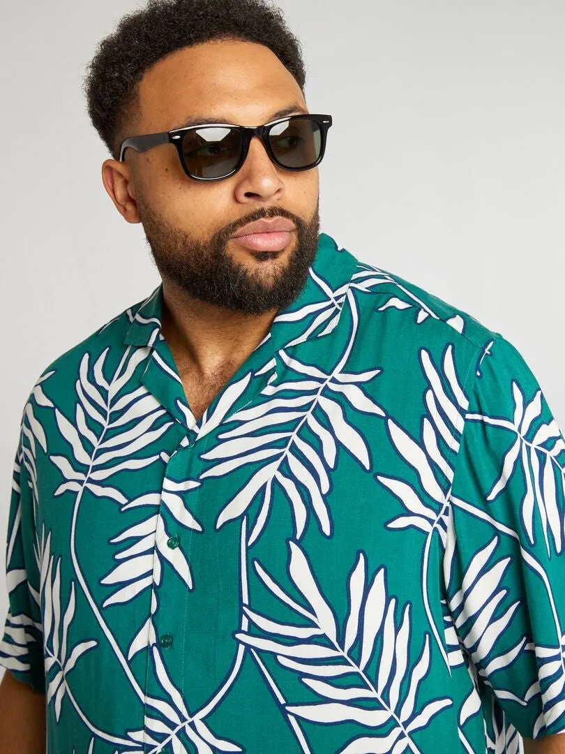 CAMISA VAPOROSA CON CUELLO PIJAMA  VERDE