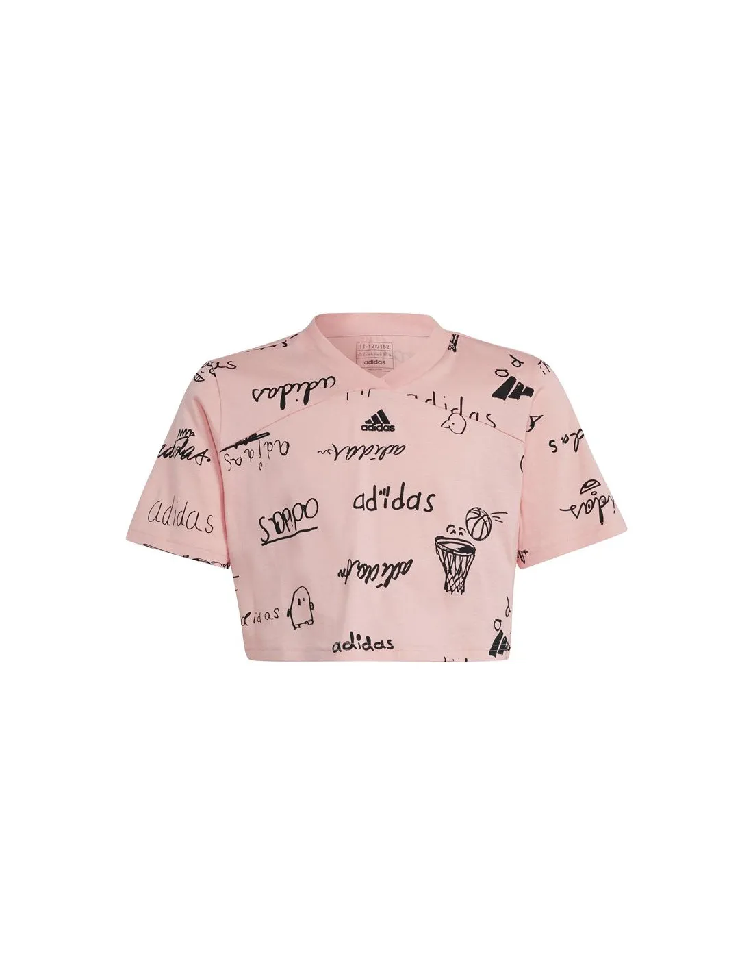 Camiseta adidas Brand Love Cropped Niña Rosa