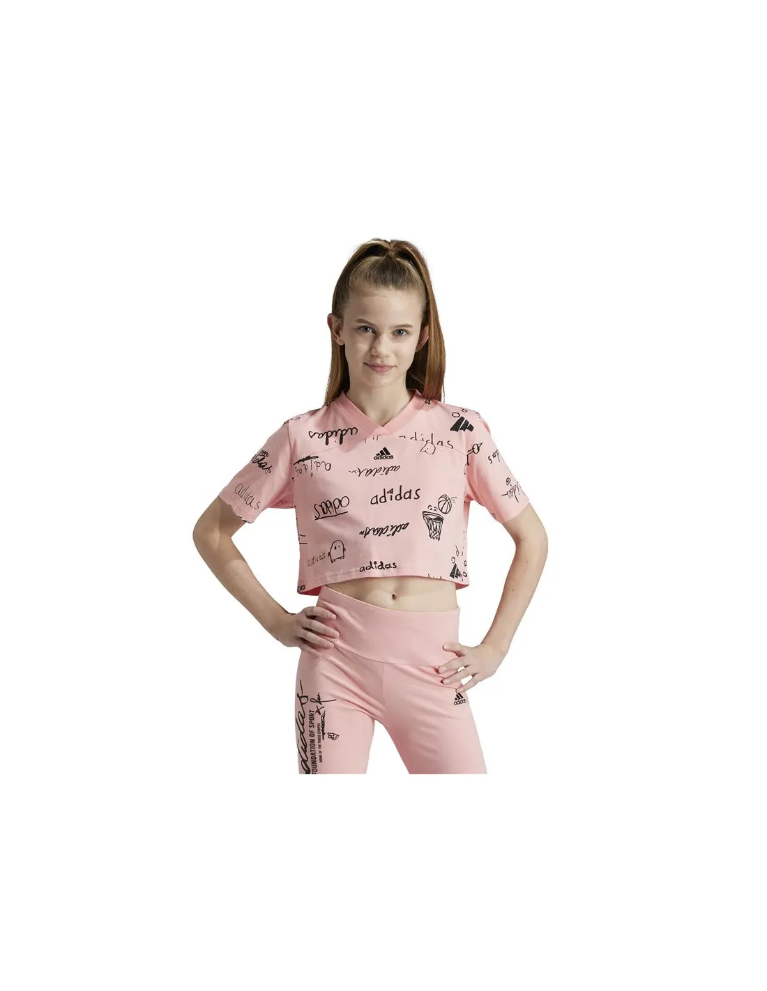 Camiseta adidas Brand Love Cropped Niña Rosa