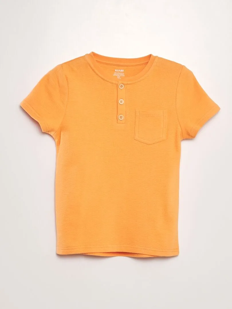 CAMISETA DE ALGODóN CON CUELLO PANADERO  NARANJA