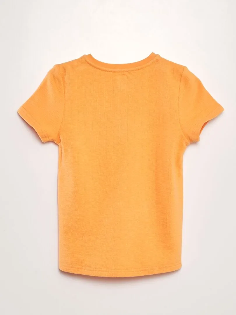 CAMISETA DE ALGODóN CON CUELLO PANADERO  NARANJA