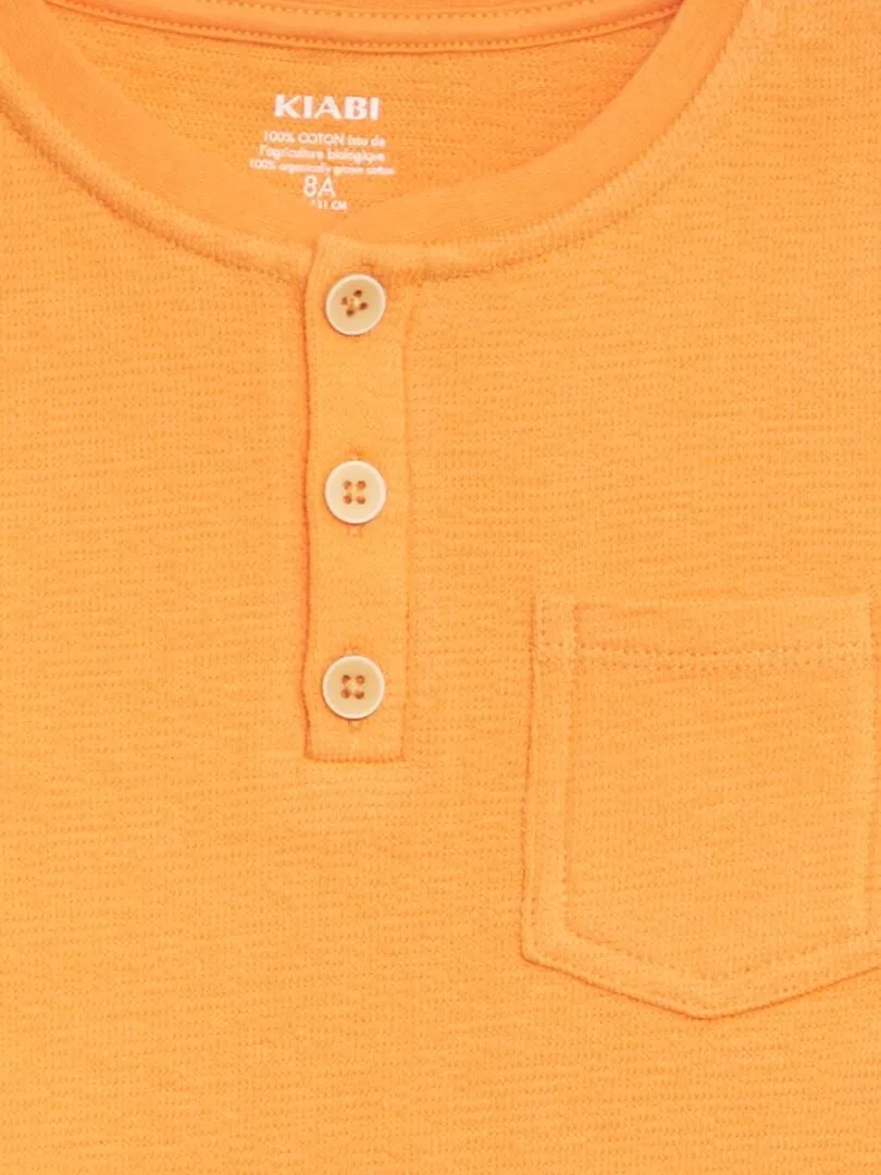 CAMISETA DE ALGODóN CON CUELLO PANADERO  NARANJA