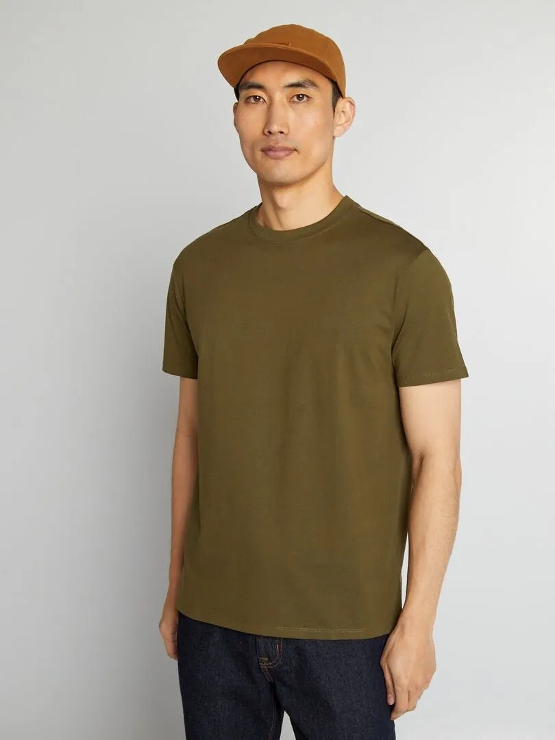 CAMISETA DE ALGODóN CON CUELLO REDONDO  VERDE