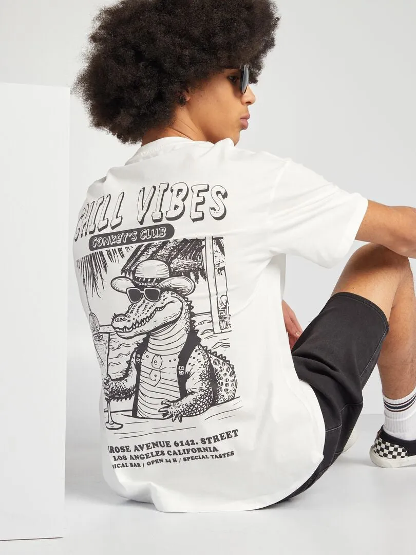 CAMISETA DE ALGODóN CON ESTAMPADO  BLANCO