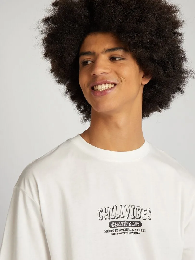CAMISETA DE ALGODóN CON ESTAMPADO  BLANCO