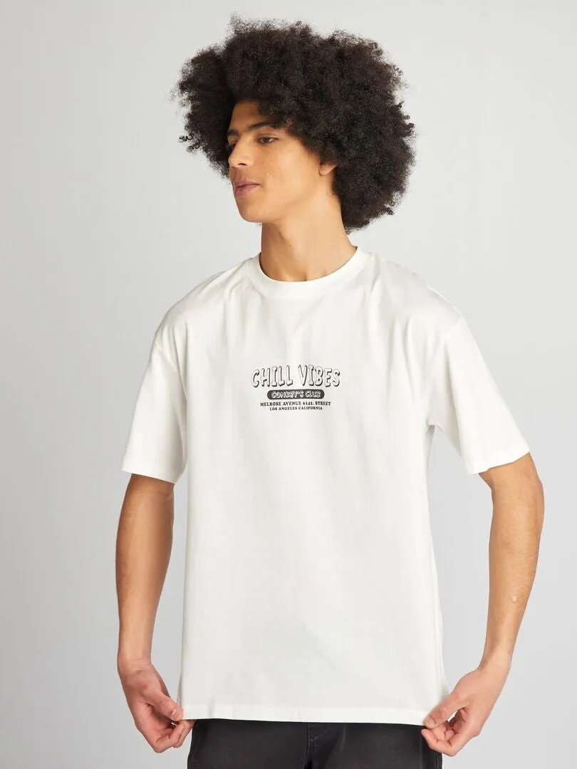 CAMISETA DE ALGODóN CON ESTAMPADO  BLANCO