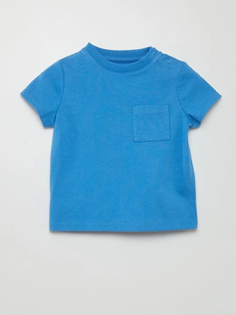 CAMISETA DE MANGA CORTA CON BOLSILLOS  AZUL