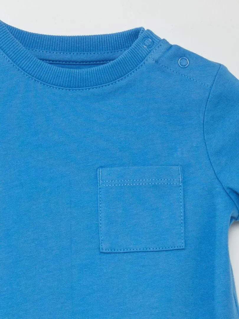 CAMISETA DE MANGA CORTA CON BOLSILLOS  AZUL