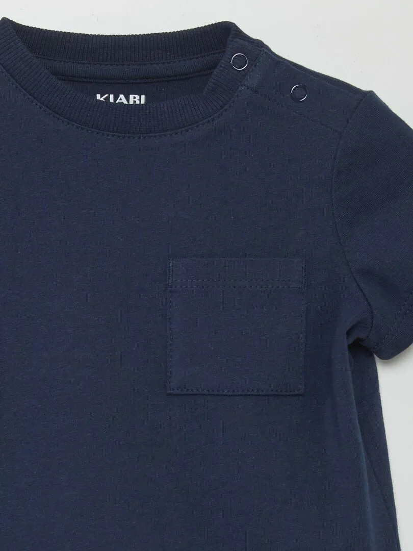 CAMISETA DE MANGA CORTA CON BOLSILLOS  MARINO