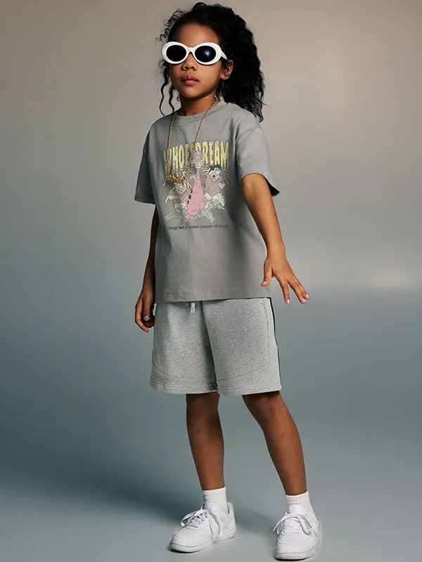 Camiseta informal holgada con estampado retro para niñas y adolescentes para niños y niñas