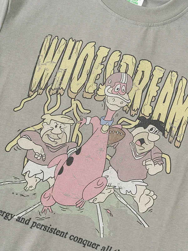 Camiseta informal holgada con estampado retro para niñas y adolescentes para niños y niñas