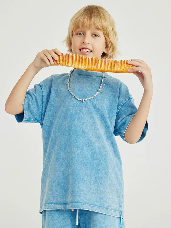 Camiseta informal holgada lavada y desgastada para niñas adolescentes para niños y niñas