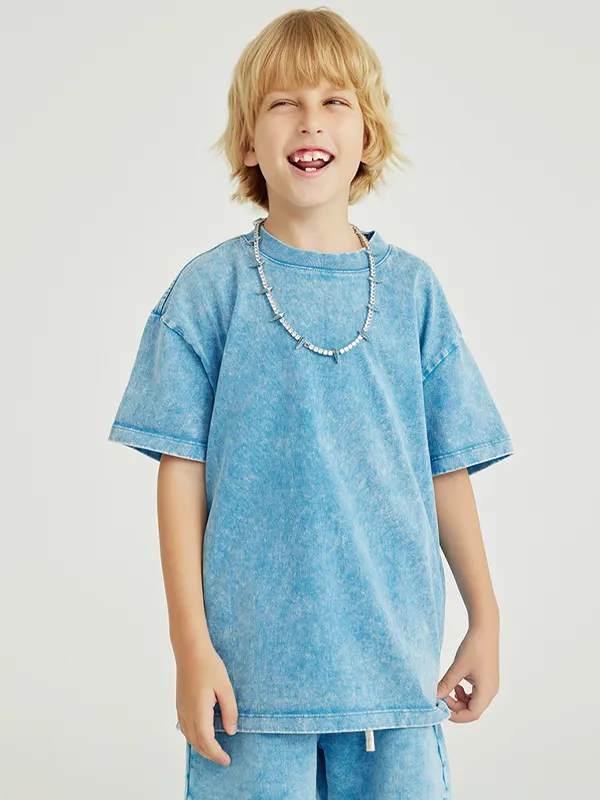 Camiseta informal holgada lavada y desgastada para niñas adolescentes para niños y niñas