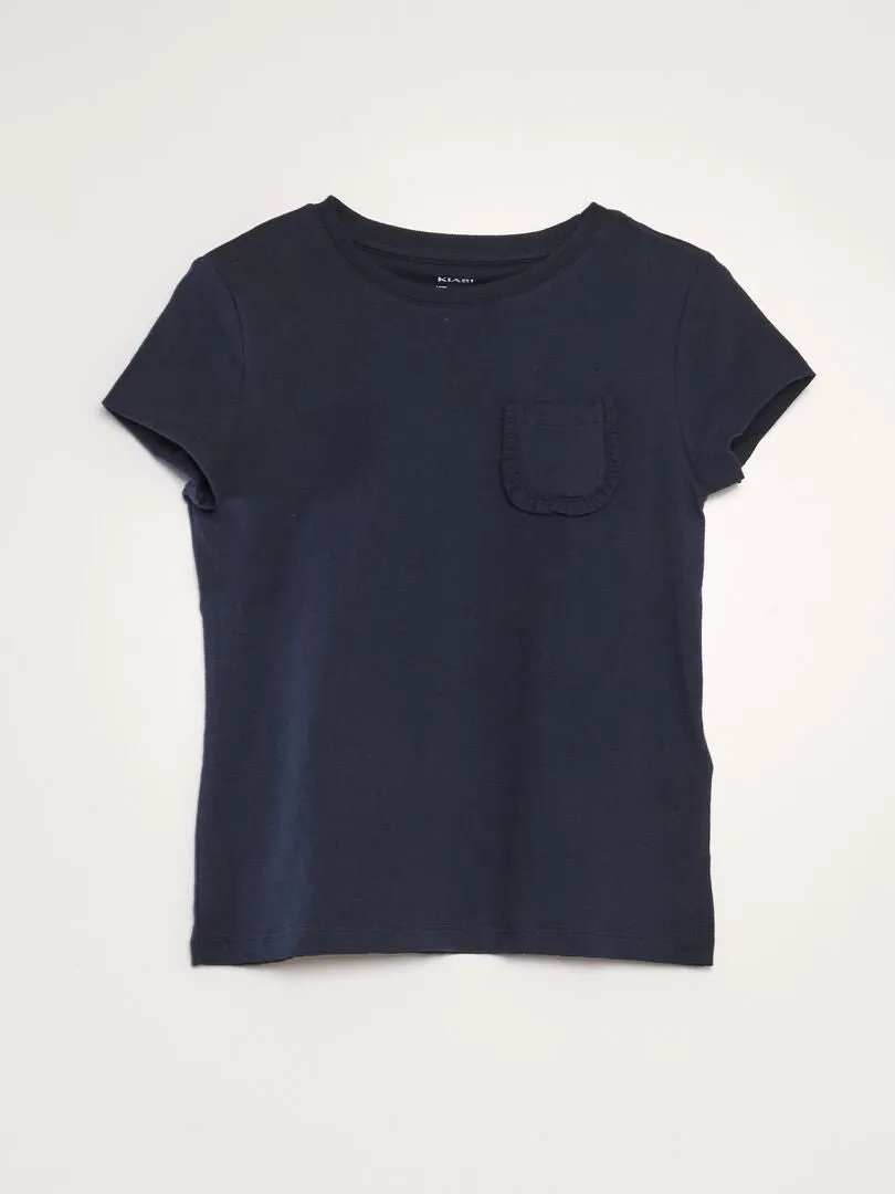 CAMISETA LISA CON BOLSILLO  AZUL