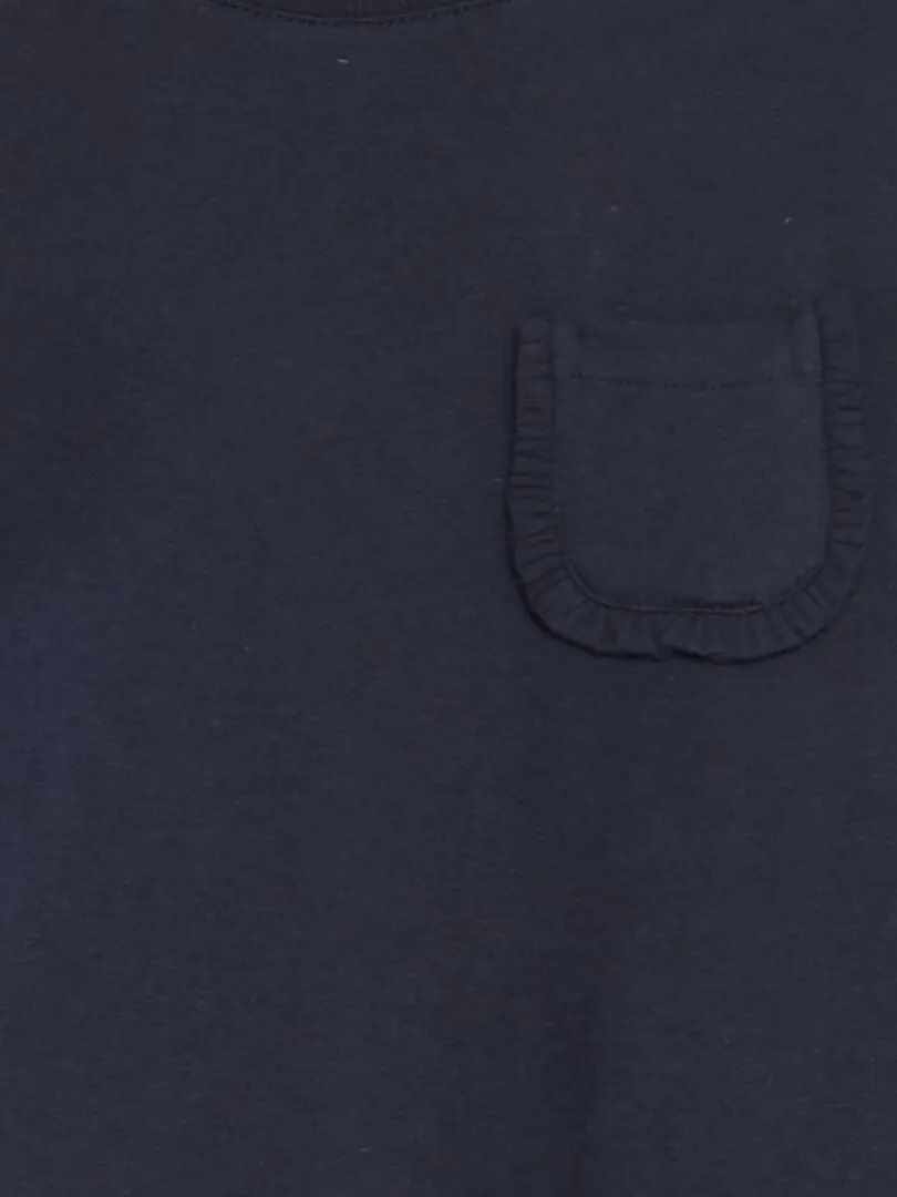 CAMISETA LISA CON BOLSILLO  AZUL