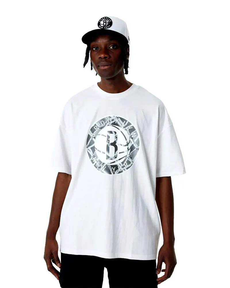 Camiseta new era blanca nets nba infill logo os tee bronet