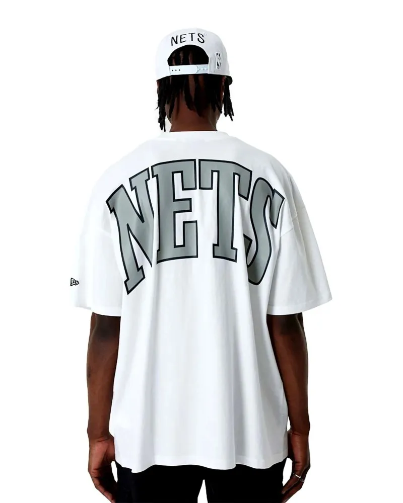 Camiseta new era blanca nets nba infill logo os tee bronet