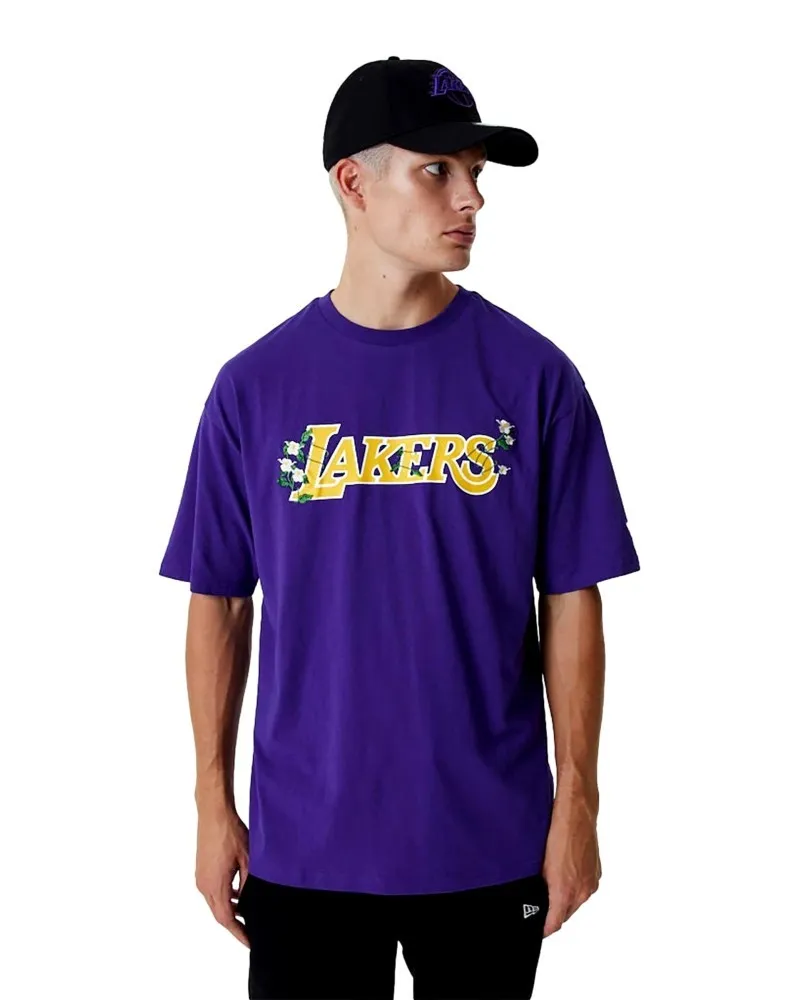 Camiseta new era morada lakers nba floral graphic os tee