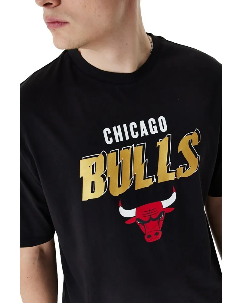 Camiseta new era negra bulls team script os tee chibul