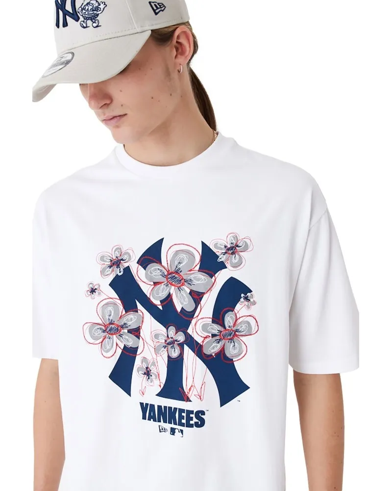 Camista new era blanca yankees mlb floral logo os te