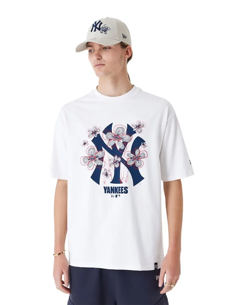 Camista new era blanca yankees mlb floral logo os te