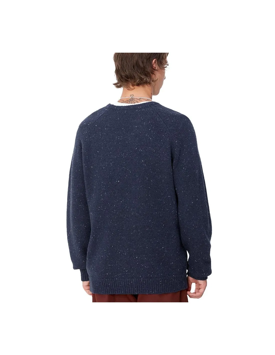 CARHARTT WIP ANGLISTIC SWEATER SPECKLED AIR FORCE BLUE