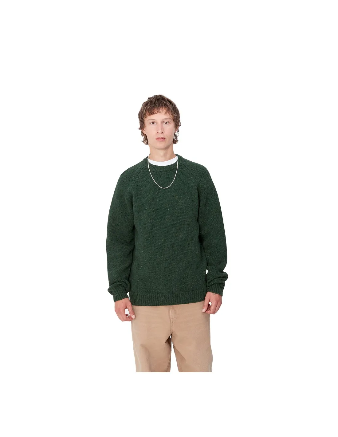 CARHARTT WIP ANGLISTIC SWEATER SPECKLED SYCAMORE TREE