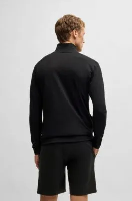 Chaqueta con cremallera de felpa de algodón con logo en contraste