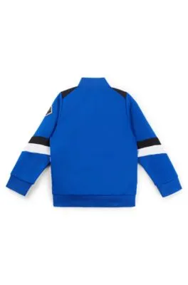 Chaqueta con cremallera para niños con rayas y detalles de logo