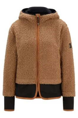 Chaqueta híbrida con capucha para equitación en peluche de tacto suave