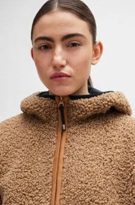 Chaqueta híbrida con capucha para equitación en peluche de tacto suave
